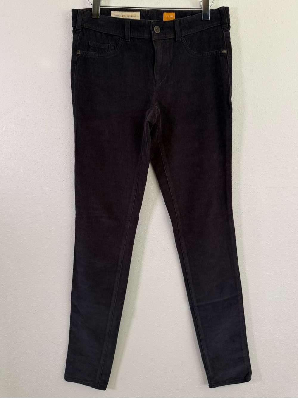Pilcro Anthropologie Serif Corduroy Skinny Pants Charcoal Size 26